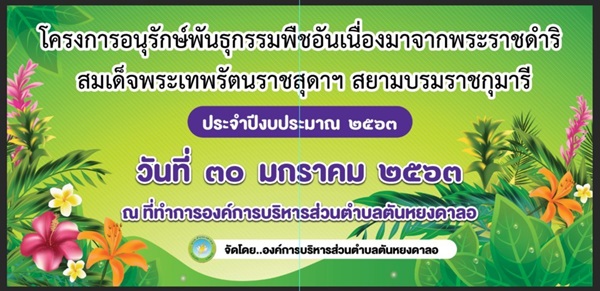 โครงการอนุรักษ์พันธุกรรมพืช <br>อันเนื่องมาจากพระราชดำริ<br>สมเด็จพระเทพรัตนราชสุดาฯ สยามบรมราชกุมารี<br>ประจำปีงบประมาณ 2563